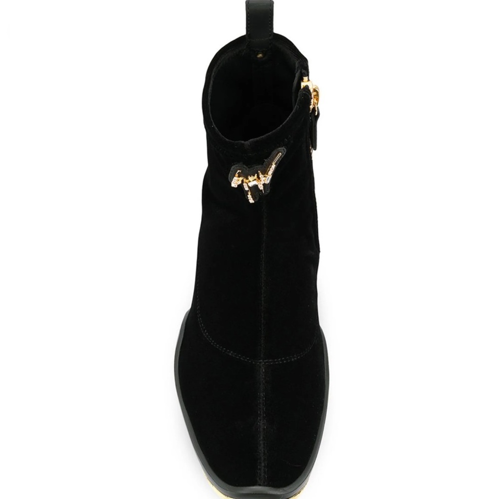 Giuseppe Zanotti Black Ankle Boots with Gold Accents